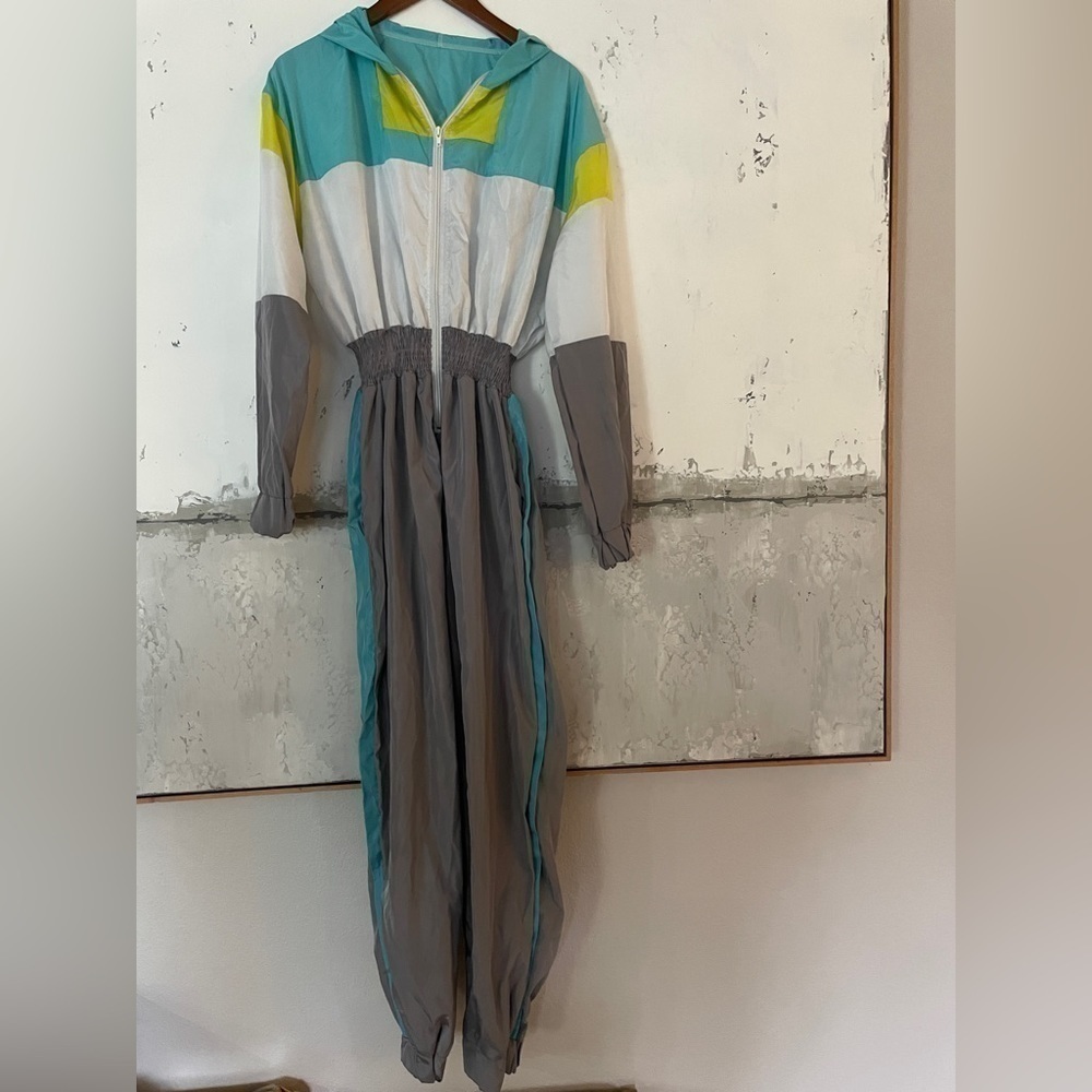 Retro 80s Ski Suit Costume Lightweight Jumpsuit S/M